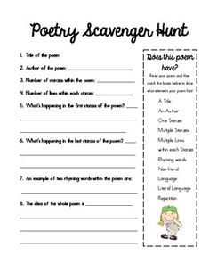 the poem scavenger hunt for kids