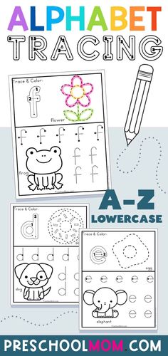 the alphabet worksheet for children to learn how to draw and color with numbers