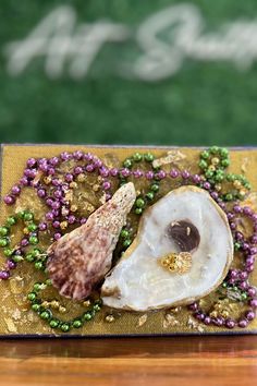 an image of a plate with food on it that is made to look like sea shells