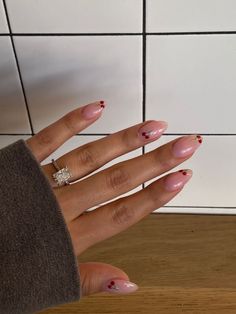 Small Nails Ideas Summer, Nail Art Clear Nails, Almond Acrylic Nails Cherry, Clear Cherry Nails, Small Nail Extension Ideas, Almond Shape Gel X Nails, Red Almond Nails Summer, Nails Clear With Design, Small Design Nails