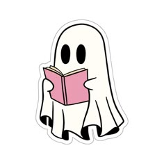 a ghost reading a book while holding it in its hands and looking at the camera