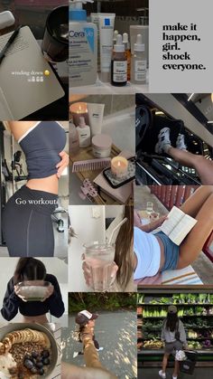 #aesthetic #thatgirlhabits #health #skincare Productive Lifestyle Aesthetic, Health Lifestyle Aesthetic, Skincare Aesthetic Wallpaper, Health Era, Gym Outfit Ideas, Healthy Habits Motivation, Manifesting Vision Board, Activewear Outfits, Fitness Vision Board