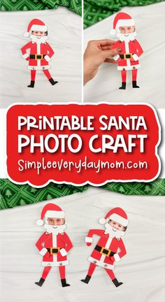 the instructions for how to make an adorable santa photo craft with this simple paper cutout