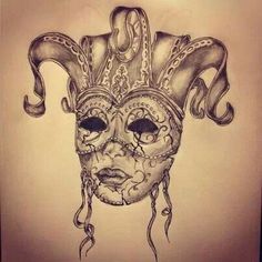 a drawing of a mask with an octopus on it