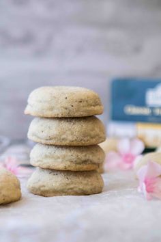 a stack of cookies sitting on top of a table