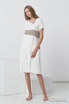 Pure linen dress, decorated with natural linen color details, with side pockets and beach wedding dress - comfortable style and suitable for every occasion. ❤️ ❤️ Our products catalog - https://www.etsy.com/listing/1044801005❤️❤️ Save your time browsing the shop, take a look at the catalog! 📌 Check your measurements in the size chart to avoid returns or exchanges! ** Every summer dress has different measurements. We wanna make sure the item will fit you best. (In the last picture). ** ⚠️ ⚠️ **P White Linen V-neck Midi Dress, White Linen Midi Dress For The Beach, White Linen Midi Dress For Vacation, White Linen V-neck Casual Dress, White Casual Linen V-neck Dress, Casual White Linen V-neck Dress, Off White Linen Summer Dress, Casual Cream Linen Dress, Casual White V-neck Linen Dress