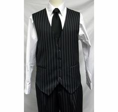 Stacy Adams Black and White Gangster Stripe Fashion Suit Black Gangster, Stripe Fashion, Zoot Suit, Adam Black, Pleated Pant, 1930s Fashion, Pleated Pants, Suit Fashion, Pants Color