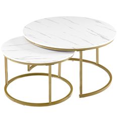 This 2-piece nesting table features a sleek round metal base with clean rounded edges to create a modern and open design. Plus, you can easily separate the tables to create additional surface area when needed. Alternatively, nest them together to save space in your living room. Lowe's White MDF Modern Coffee Table | QTZ31B02-A-LW1 Nesting Table, Studio Table, Modern Coffee Table, Open Design, Nesting Tables, Modern Coffee Tables, Surface Area, Indoor Furniture, Metal Base