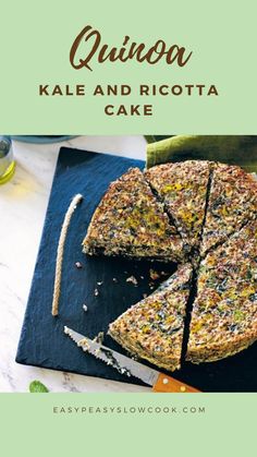 Quinoa, Kale and Ricotta Cake Quinoa Kale, Ricotta Cake, Slow Cooker Desserts, Slow Cookers, Easy Desserts, Slow Cooker Recipes, Ricotta, Kale, Quinoa