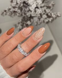 September Nails Art, Nail Designs Ideas, Simple Fall Nails, September Nails, Cute Nails For Fall, Classy Acrylic Nails