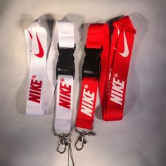 2 X Nike Lanyard Detachable Keychain Badge Brand New, 22" Long, (Red Lanyard With White Logo And White Lanyard With Red Logo) Message Us If You Have Any Questions About Our Item, Your Happiness If Our Priority Nike Keychain, Trendy Keychains, Nike Lanyard, Logo Message, Cool Nike Wallpapers, Cute Nike Outfits, Retro Gadgets, All Nike Shoes, Nike Gold