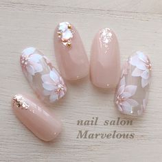 Soft Floral Nails, Korean Nail Art, Asian Nails, Kawaii Nails, Cute Nail Art, Luxury Nails, Classy Nails