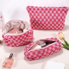 Condition: Brand New Large Capacity And Premium Material: The Cute Makeup Bag Measure 116 Inches, 74 Inches And 7.72.5 Easy To Carry. The Checkered Makeup Bag Is Made Of Soft Knitted Fabric, Easy To Clean. This Makeup Travel Bag Can Also Hold Small Items Such As Makeup, Skincare Products, Lipstick, Eye Shadow, Eyebrow Brush, Etc. Makeup Storage Bag For Women Toiletries. Checkered Travel Pouch: The Checkered Cosmetic Bag Can Be Used As A Toiletry Bag Or Storage Bag. Daily Makeup, Skin Care Sample Checkered Makeup Bag, Checkered Makeup, Makeup Storage Bag, Pink Cosmetics, Cosmetic Bag Set, Makeup Brush Storage, Large Cosmetic Bag, Toiletries Organization, Yellow Plaid