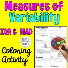 a hand holding a pen over a piece of paper with the words measures of variableity for