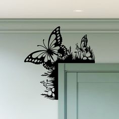 Personalized Butterfly Door Corner Metal Wall Art, Butterfly Metal Sign Door Topper, Butterfly Metal Door Hanging, Animal Door Decoration Let us create a unique focal point by using your unique design to decor your workspace, interior design, or any occasion. A simple and great method to decor your environment is using Line Art Metal Signs. We always design and package each piece of art ourselves, so you can be confident you're getting the best possible product. All of our signs are handcrafted. Worldwide Shipping - Materials: Powder coated stainless steel and laser cut. - Sizes available: 8 inches, 12 inches, 14 inches, 18 inches, 24 inches, 28 inches, 30 inches, 32 inches, 34 inches and 36 inches. - The sign is constructed with pre-drilled holes to hang it. The package comes with screws Butterfly Door, Door Topper, Wall Art Butterfly, Corner Door, Laser Projects, Corner Decor, Art Butterfly, Door Decoration, Metal Door