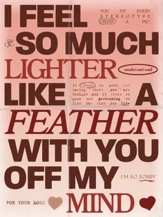 i feel so much lighter like a feather with you off my mind by the beatles