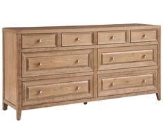 a large wooden dresser with drawers and knobs