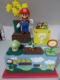 a cake made to look like mario's birthday