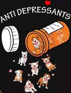 a person wearing an anti - depressants shirt with dogs on it