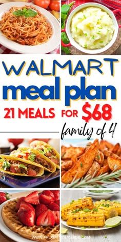 Walmart Meal Plan, Budget Meal Planning Healthy, Affordable Meal Plans, Meal Planning Healthy, Cheap Meal Plans, Frugal Meal Planning, Cheap Family Meals, Meal Planning Menus