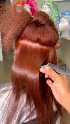 #hair #ginger Ginger Cinnamon Hair Color, Silk Press Ginger Hair, Ginger Color Hair, Ginger Red, Ginger Silk Press, Ginger Quick Weave, Ginger Brown, Ginger Orange Hair Black Women, Ginger Natural Hair