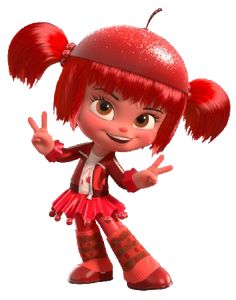 a cartoon character with red hair and big eyes