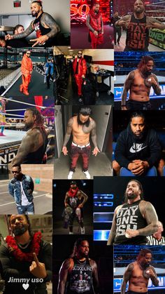 many different pictures of the same man in wrestling gear, and one with his hands on his hips