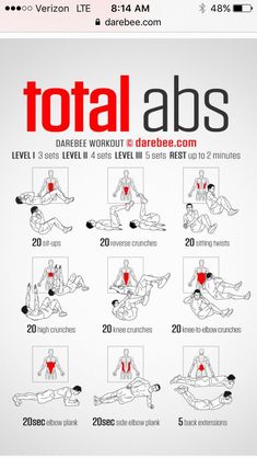 the total abs workout is shown in red and black, with instructions on how to do it