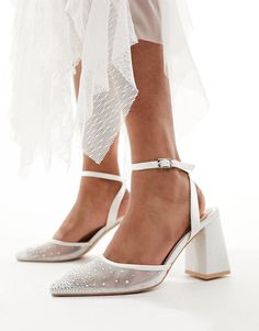 Shoes by Be Mine Dancefloor approved Diamante embellishments Adjustable ankle strap Pointed toe High block heel