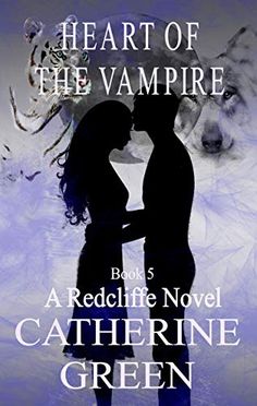 the cover for heart of the vampire, with two people kissing in front of a wolf