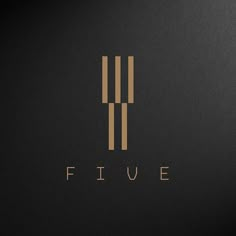 a black and gold logo with the word five on it