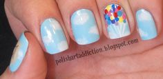 Yes! Easy and cute. Right up my alley. Dress And Cloak, Disney Movie Up, Bday Nails, Paint Nails, Sassy Nails, Blue Polish, Polish Art, Disney Nails