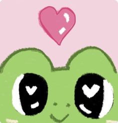 a drawing of a green monster with big eyes and a heart above it's head