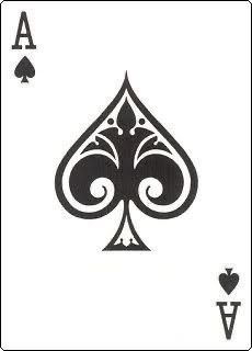 a playing card with the ace symbol in black and white, on a white background