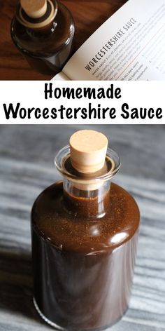 an old fashioned bottle with some brown stuff in it and the words homemade wocester '