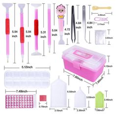 the tools needed to make this diy manicure set are shown in pink and white