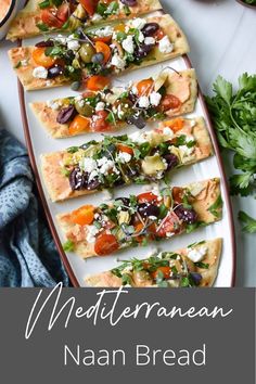 a platter filled with naan bread and vegetables