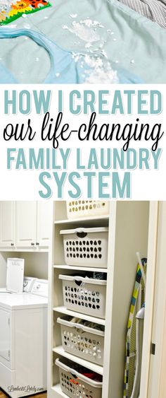 the laundry room is clean and ready to be used as a family laundry system with lots of storage space