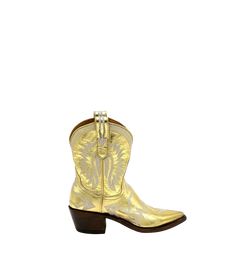 Maggie Metallic Gold – Miron Crosby Western Gold Boots For Rodeo, Gold Snip Toe Boots For Fall, Gold Snip Toe Boots For Rodeo, Gold Leather Western Boots, Miron Crosby, Elevated Wardrobe, Women's Cowboy Boots, Boot Tree, Scalloped Collar