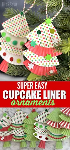 paper cupcake liner ornament christmas tree ornaments