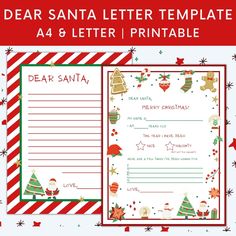 a letter to santa is shown on the front and back of this printable christmas letter