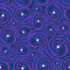 an abstract background with white stars in the center and purple circles around it on a dark blue background