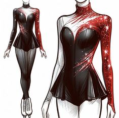 Red Ice Skating Dress, Figure Skating Competition Dresses, Ice Skating Outfit, 파티 드레스