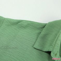 Avocado Green Collared Shirt with Pleated Detail - Casual Long Sleeve Casual Solid Color Green Shirt, Casual Green Solid Color Shirt, Casual Solid Green Shirt, Casual Green Plain Shirt, Plain Green Top For Summer, Green Button-up Solid Color Top, Green Solid Color Button-up Top, Green Collared Shirt Solid Color, Green Collared Shirt With Solid Color