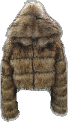 Fluffy Faux Fur Winter Outerwear, Fluffy Fur Coat For Cold Weather In Fall, Warm Faux Fur Winter Outerwear, Hooded Faux Fur Coat For Fall, Hooded Fur Coat With Faux Fur Lining For Fall, Warm Faux Fur Outerwear For Winter, Long-sleeved Double-lined Hood Fur Coat For Fall, Fluffy Hooded Faux Fur Outerwear, Brown Hooded Faux Fur Outerwear