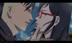 an anime scene with two people looking at each other and the caption reads, no things will never be normal again