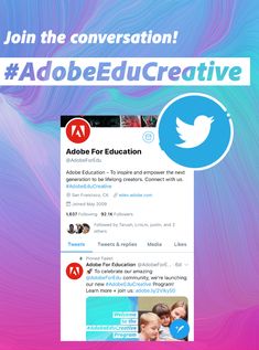 the twitter page for adobe education