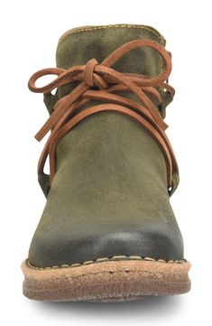 This rugged chukka boot raised on a subtle wedge is outfitted with cushioned support and a flexible sole to keep you totally comfortably. Leather upper/textile lining/rubber sole Imported Boho Style Boots, Chukka Boots Women, Born Boots, Carhartt Work Pants, Twisted X Shoes, Dan Post Boots, Ladies Shoe, Work Pants Women, Witchy Things