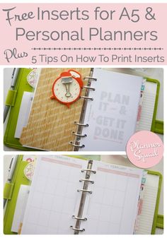 a planner with the title free inserts for a5 & personal planners plus 5 tips on how to print inserts