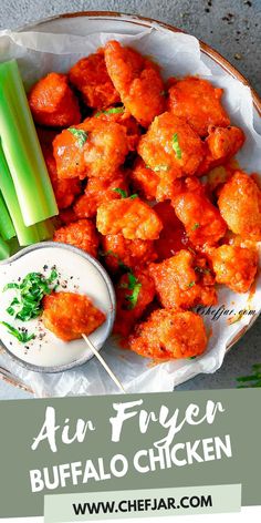 buffalo chicken bites with celery sticks and blue cheese dressing on the plate Buff Chicken, Air Fryer Buffalo Chicken, Meals Instant Pot, Buffalo Chicken Tenders, Favorite Chicken Recipes, Recipes One Pot, Buffalo Chicken Bites, Recipes Crockpot Chicken, Awesome Chicken